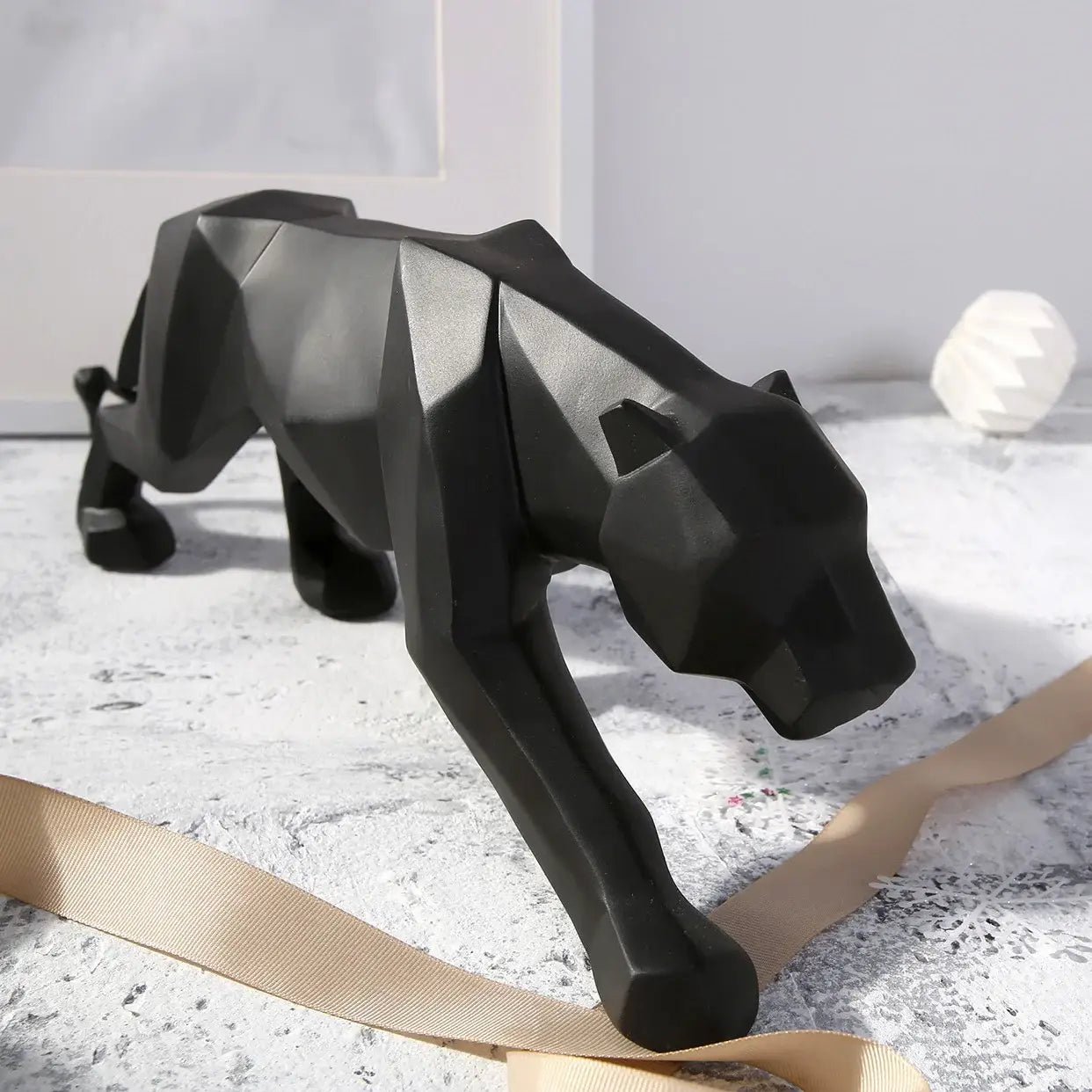 Minimalist Panther Resin Sculpture