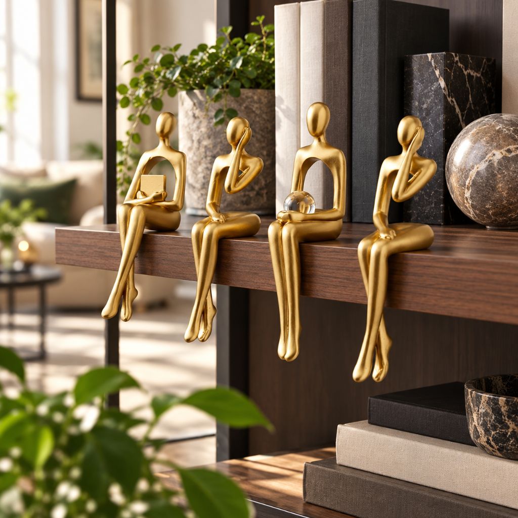 Abstract Resin Bookshelf Figurines