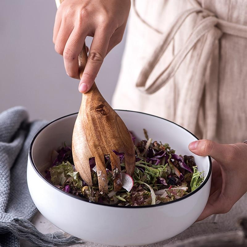 Acacia Wood Salad Serving Set – Handcrafted Kitchen Utensils