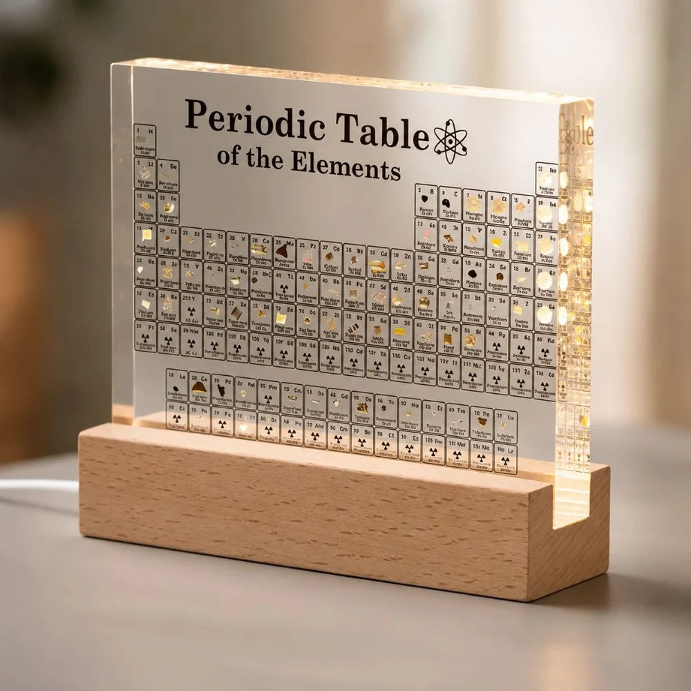 Acrylic periodic table figurine display with usb light desk ornament