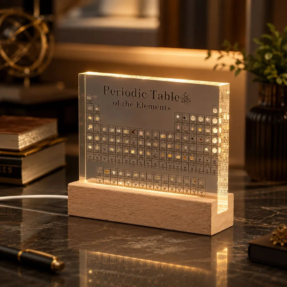 Acrylic periodic table figurine display with usb light desk ornament - view 2