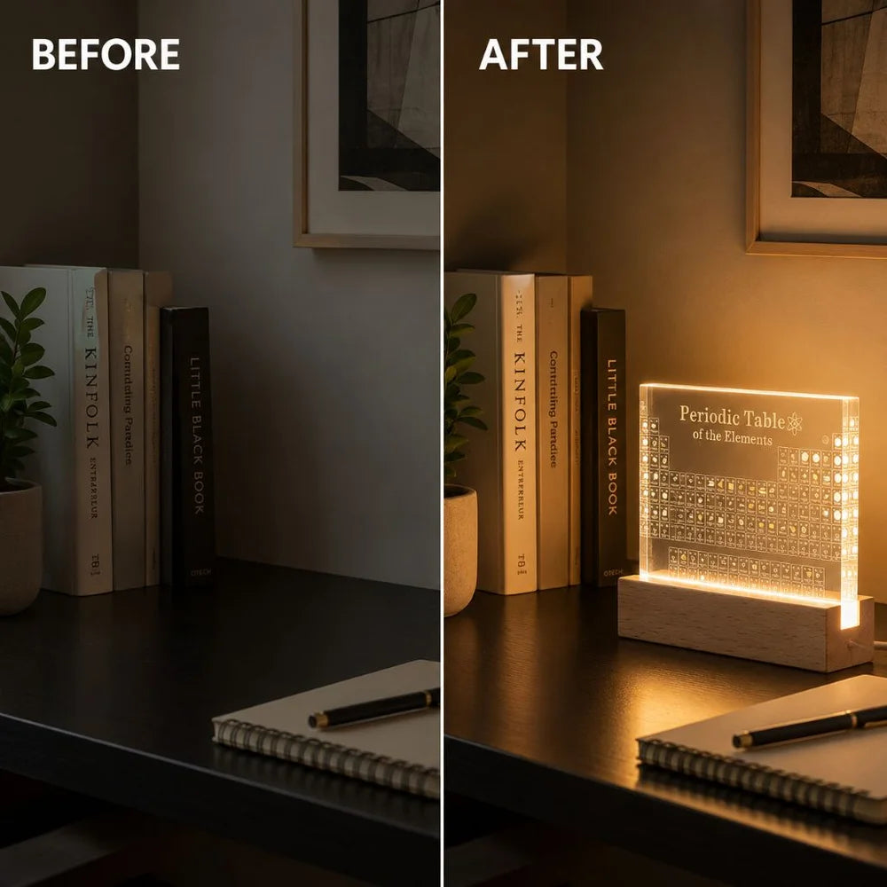 Acrylic periodic table figurine display with usb light desk ornament - view 3