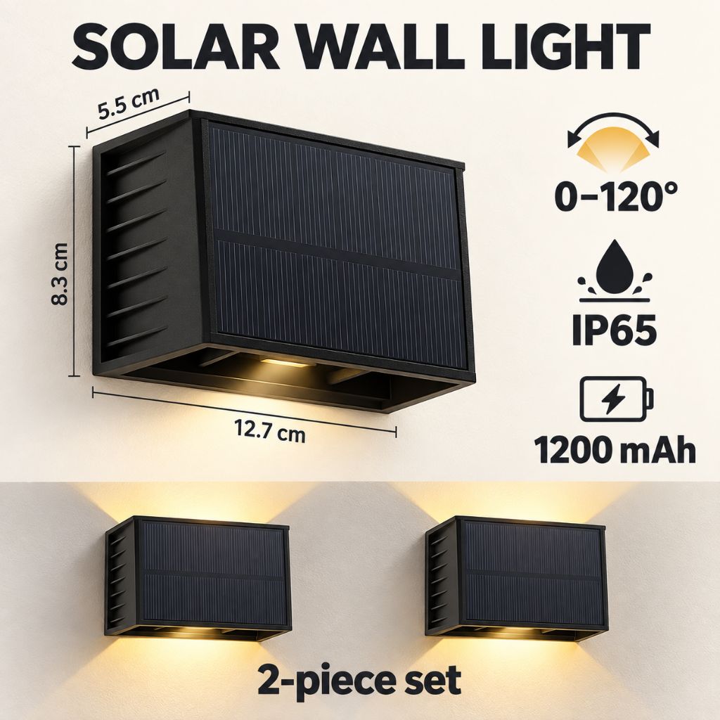 Adjustable Beam Solar Up and Down LED Wall Light