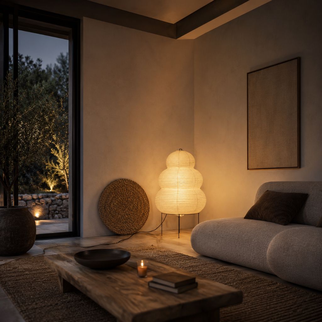 Akari Japandi Style Paper Floor Lamp