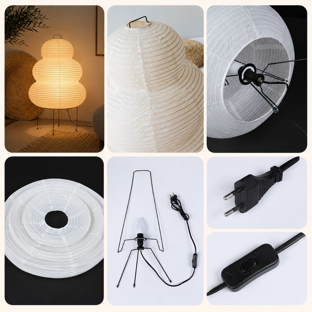 Akari Japandi Style Paper Floor Lamp