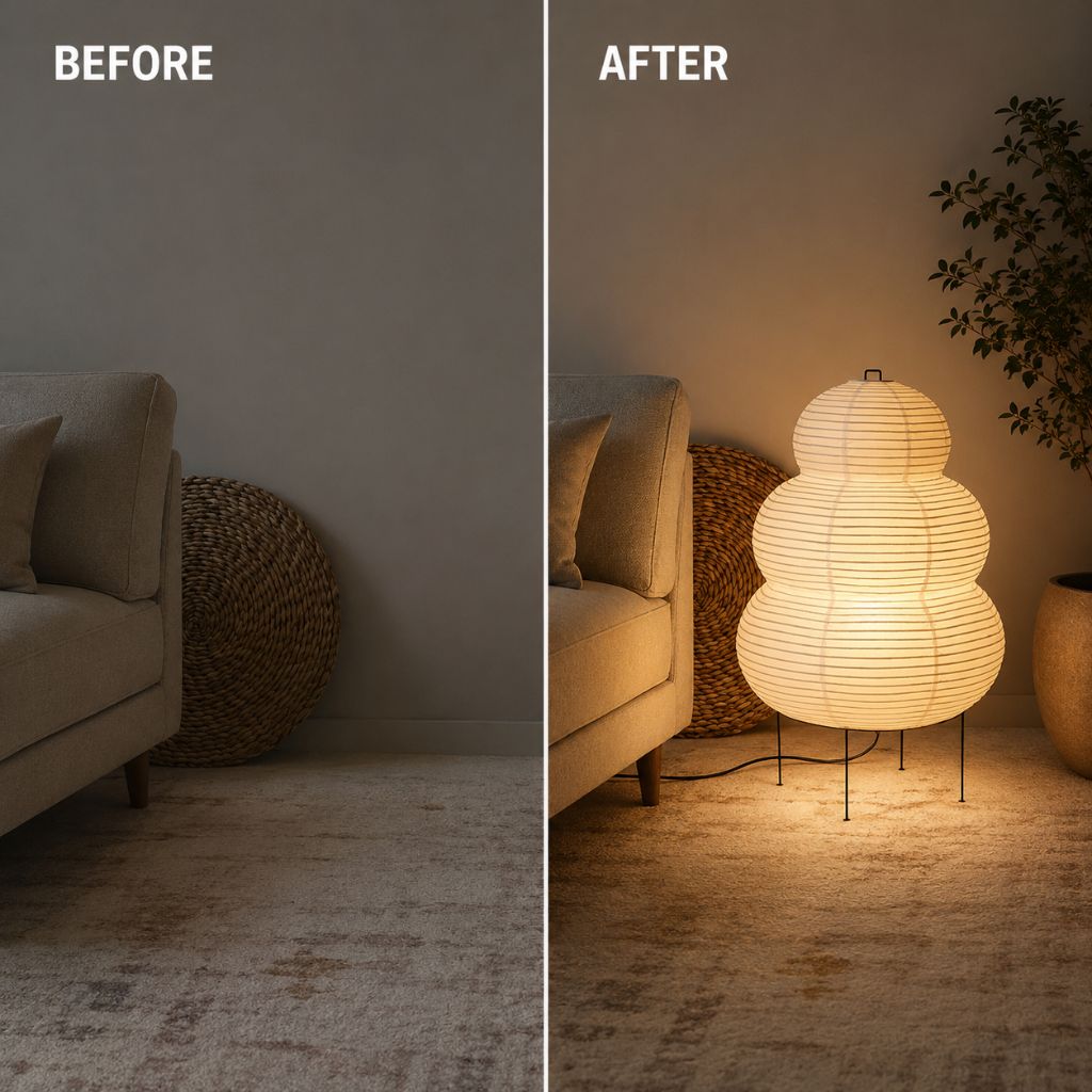 Akari Japandi Style Paper Floor Lamp