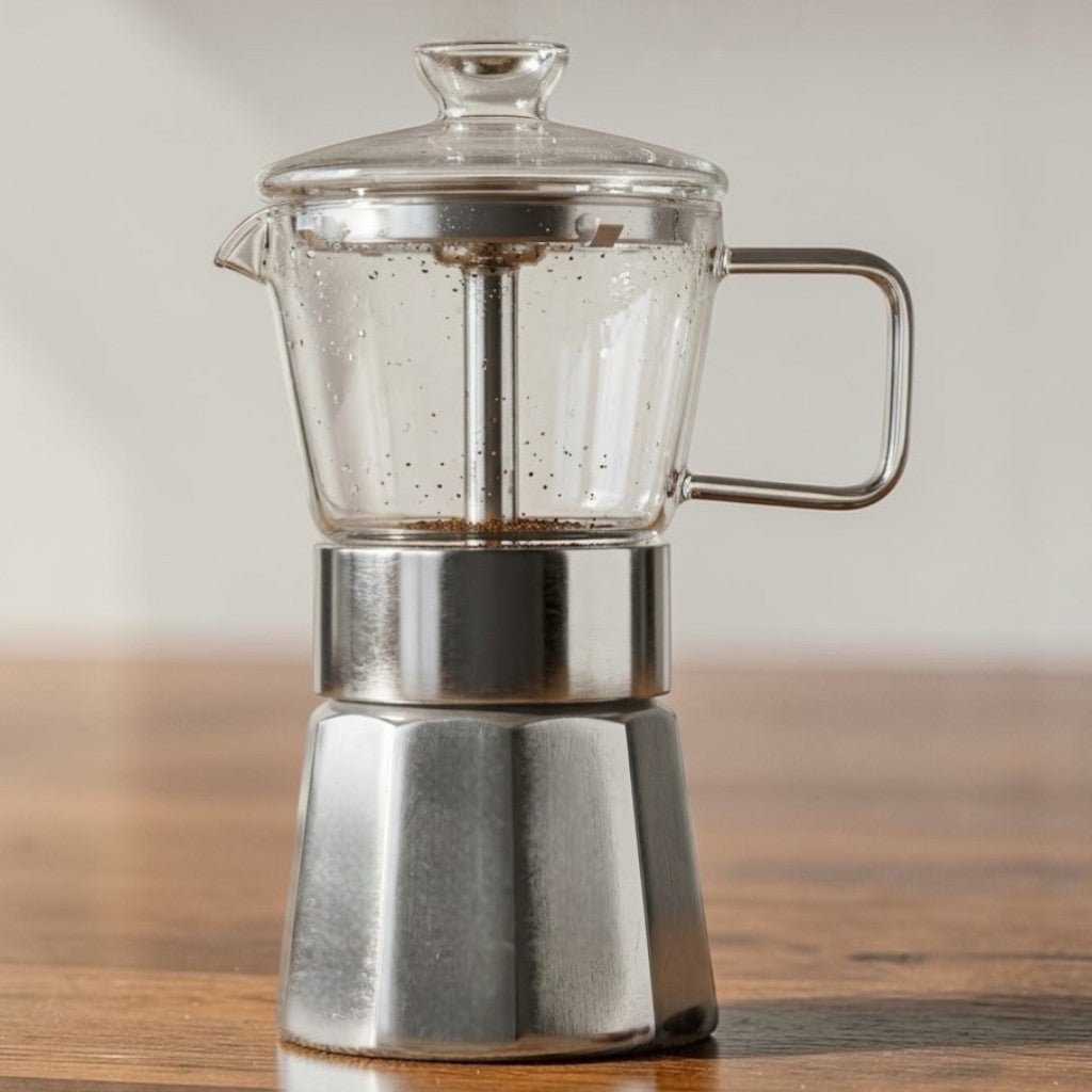 Aluminium Moka Pot Induction Espresso Maker with Glass Top - Lattea Global