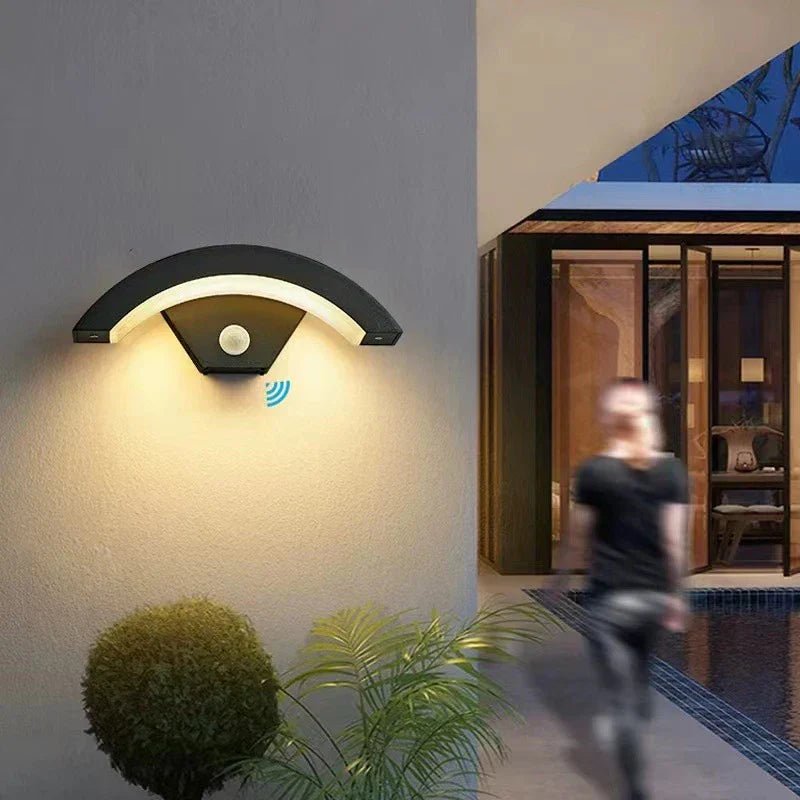 ArcSense Motion Sensor Outdoor Wall Light - Modern Curved LED Lamp - Lattea Global