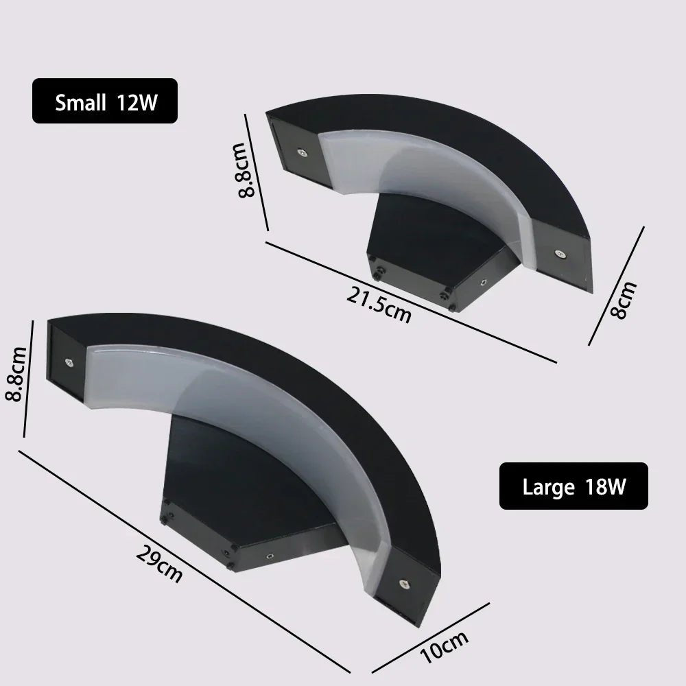 ArcSense Motion Sensor Outdoor Wall Light - Modern Curved LED Lamp - Lattea Global