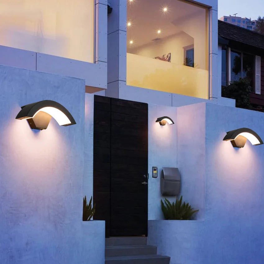 ArcSense Motion Sensor Outdoor Wall Light - Modern Curved LED Lamp - Lattea Global