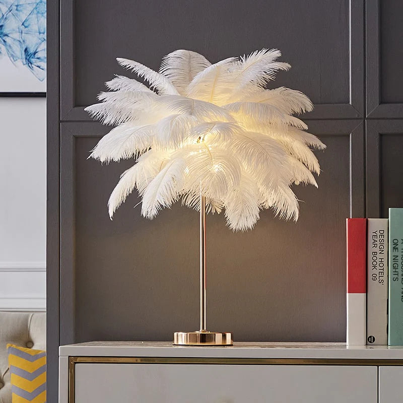 Art Deco Feather Gold Table Lamp