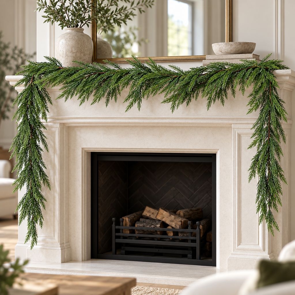 Artificial Norfolk Pine Christmas Garland for Mantels