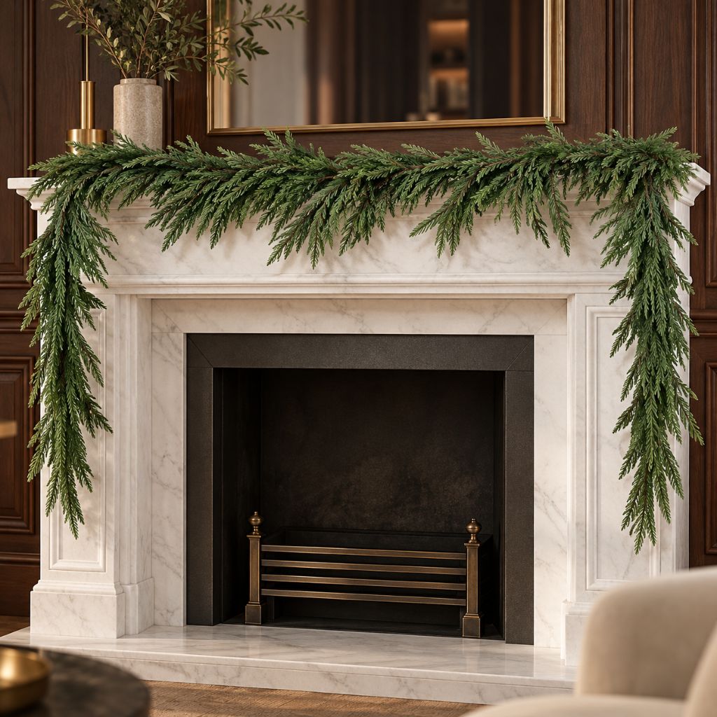 Artificial Norfolk Pine Christmas Garland for Mantels