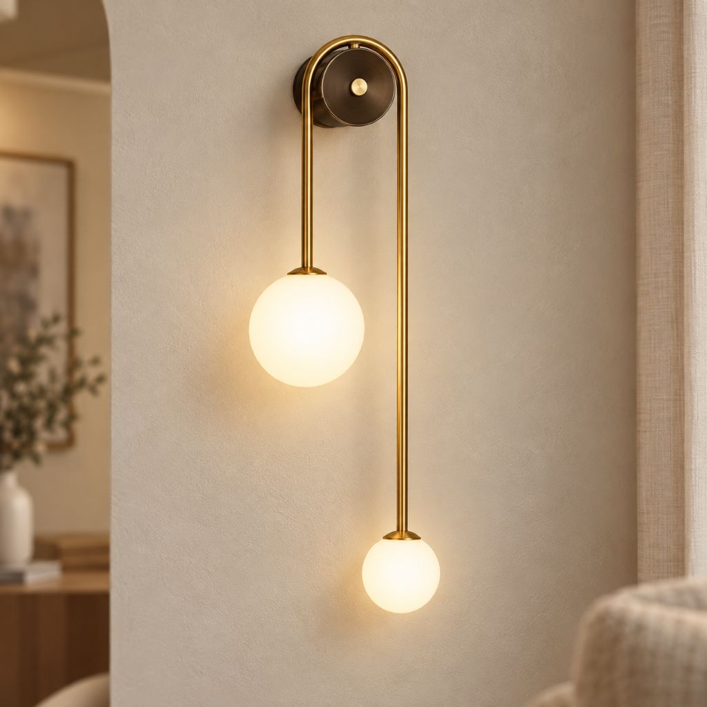 Asymmetric Double Glass Globe Wall Light