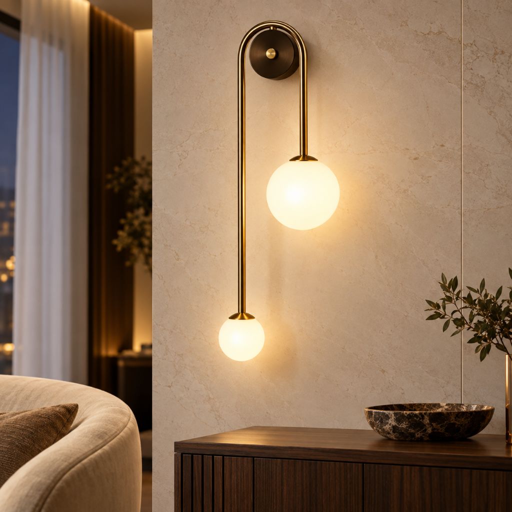 Asymmetric Double Glass Globe Wall Light