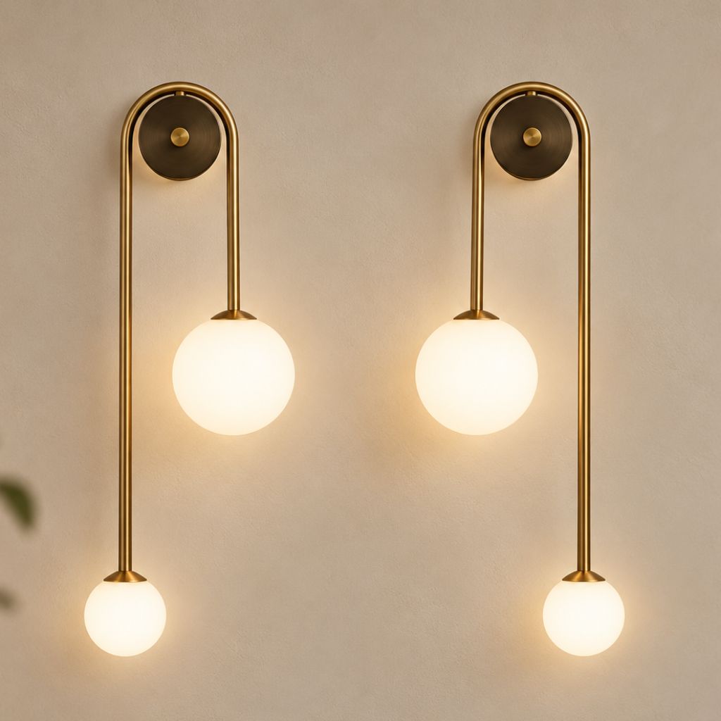 Asymmetric Double Glass Globe Wall Light