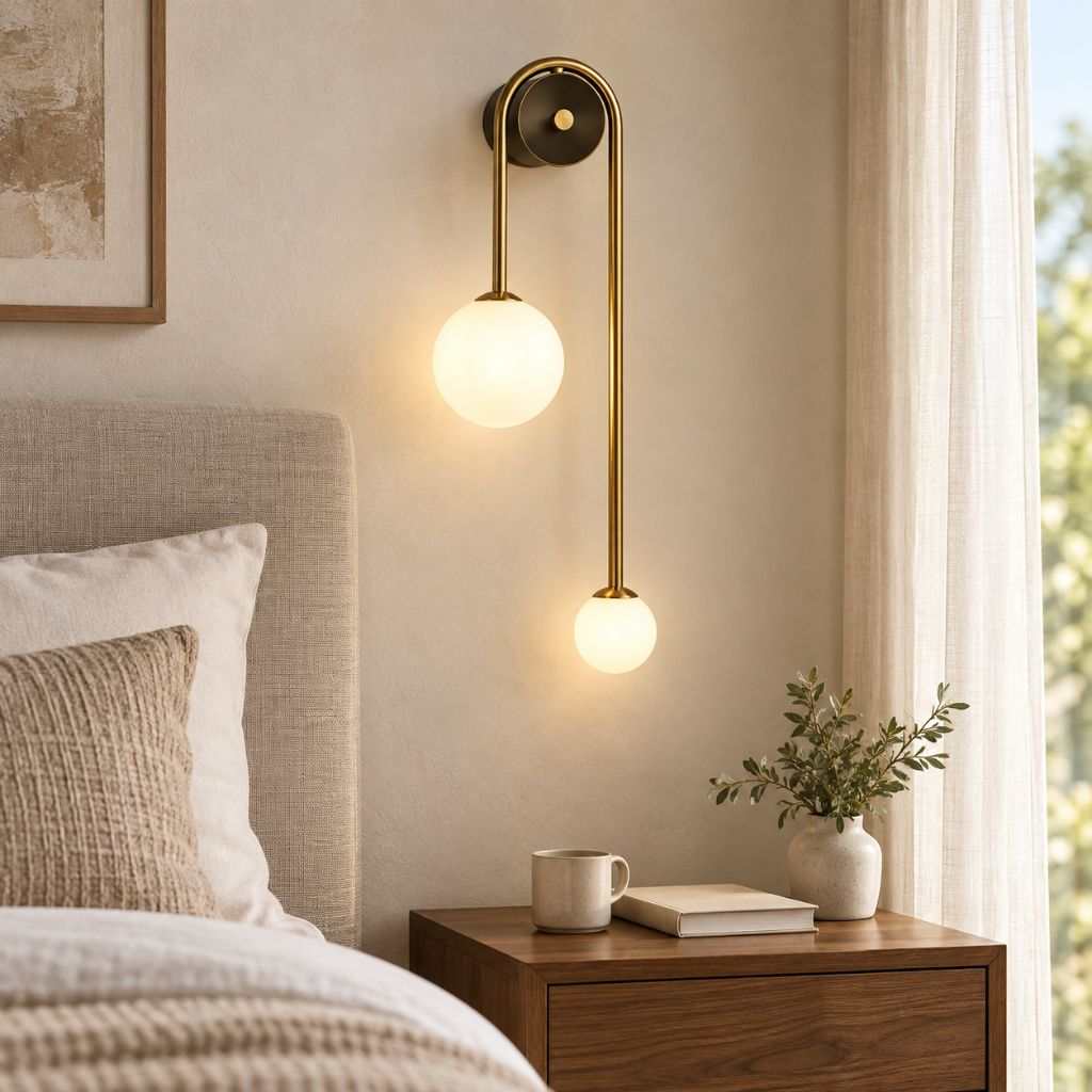 Asymmetric Double Glass Globe Wall Light