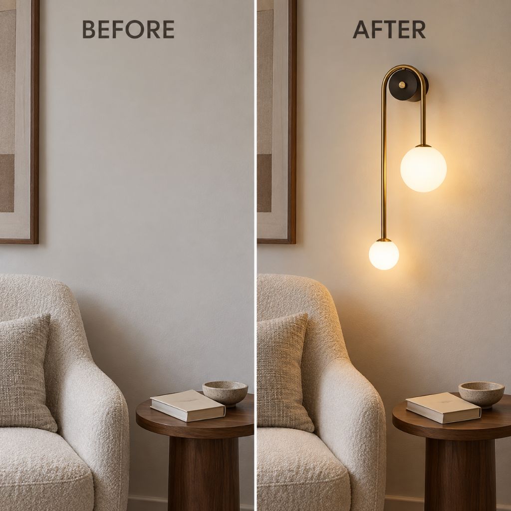 Asymmetric Double Glass Globe Wall Light