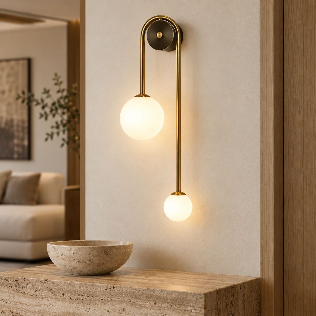 Asymmetric Double Glass Globe Wall Light