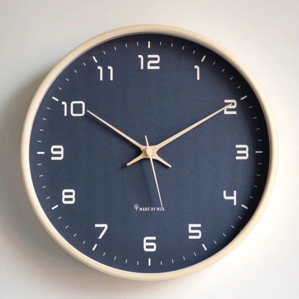 Azure Blue Minimalist Nordic Wood Wall Clock - Lattea Global