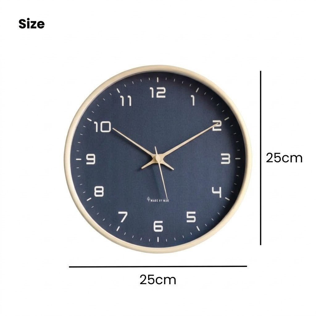 Azure Blue Minimalist Nordic Wood Wall Clock - Lattea Global