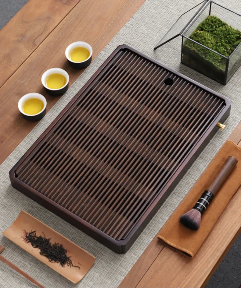 Bamboo Tea Tray Water Drain - Japanese Style - Lattea Global