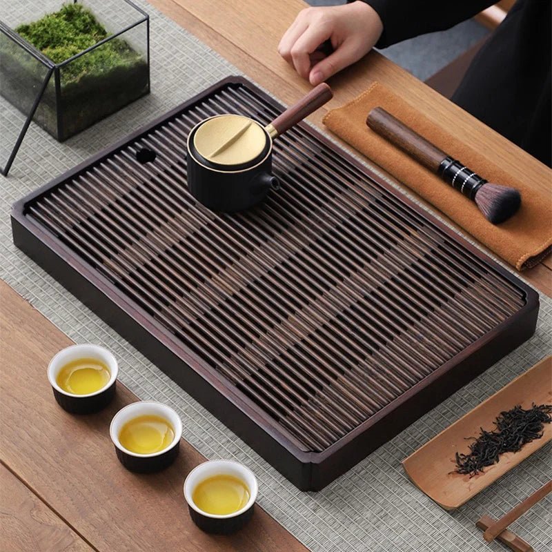 Bamboo Tea Tray Water Drain - Japanese Style - Lattea Global