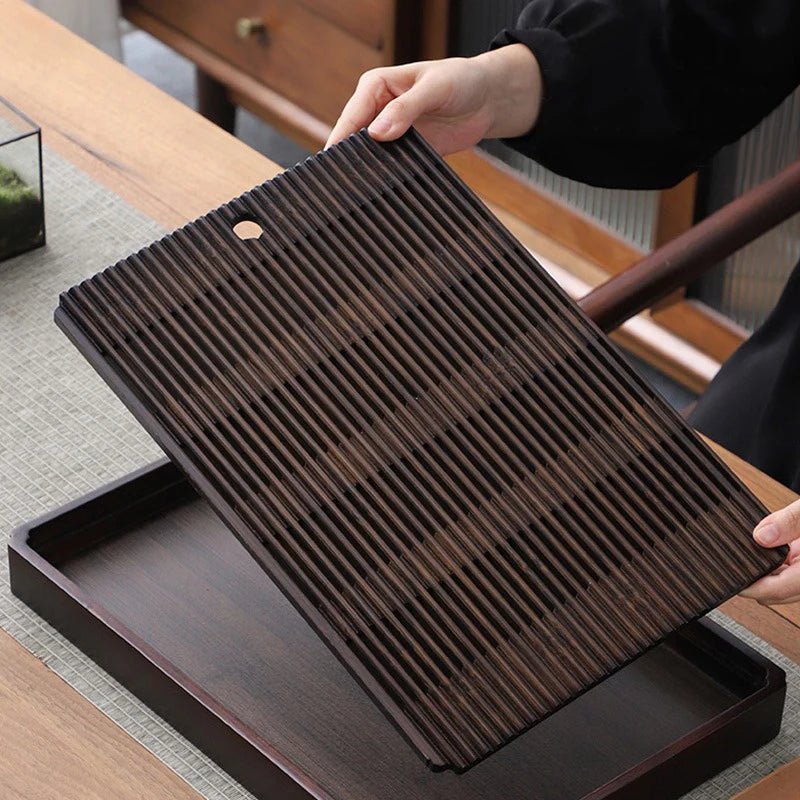 Bamboo Tea Tray Water Drain - Japanese Style - Lattea Global