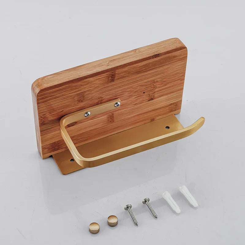 Bamboo Wall-Mounted Toilet Paper Holder with Shelf