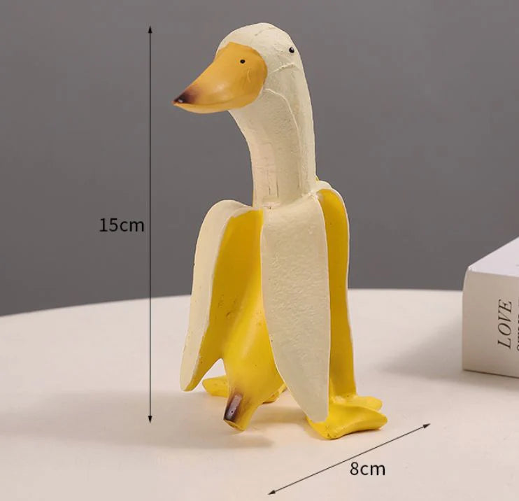 Banana Duck Sculpture – Quirky Resin Decor