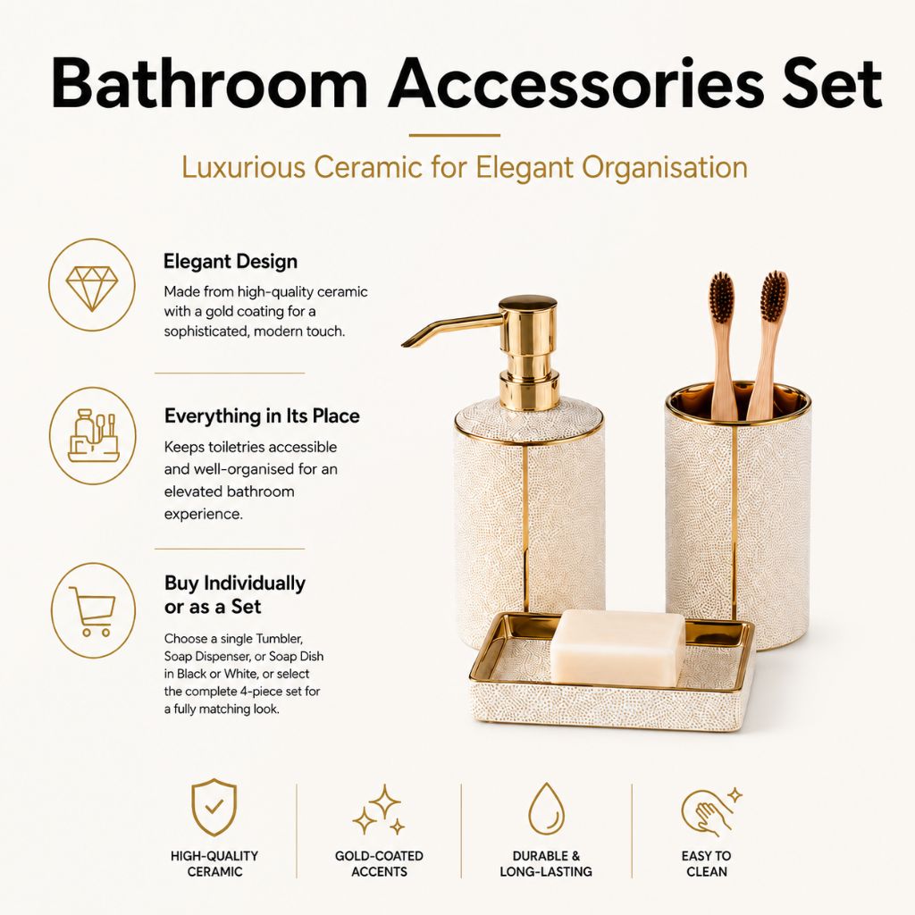 Bathroom Accessories Set – Luxurious Ceramic for Elegant Organisation