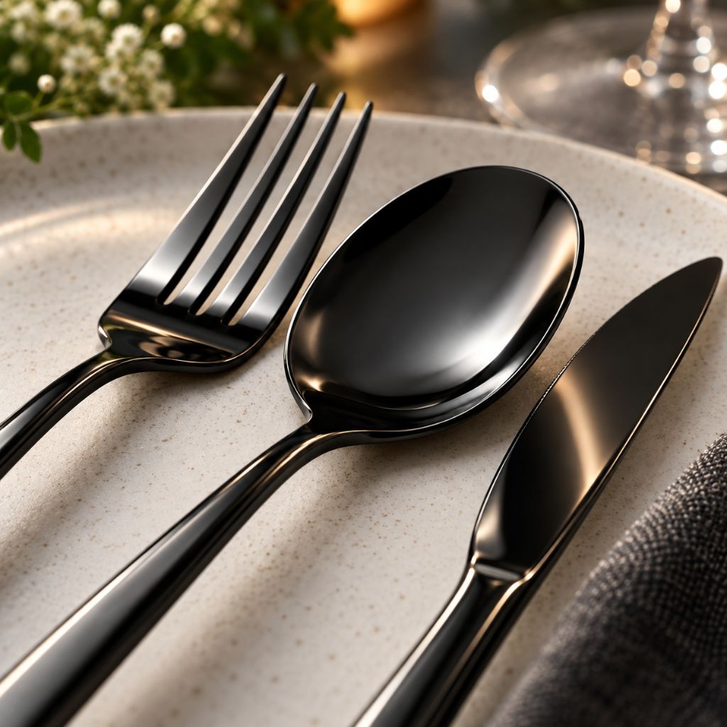 Black 18/10 Stainless Steel Cutlery Set – 24 Pieces