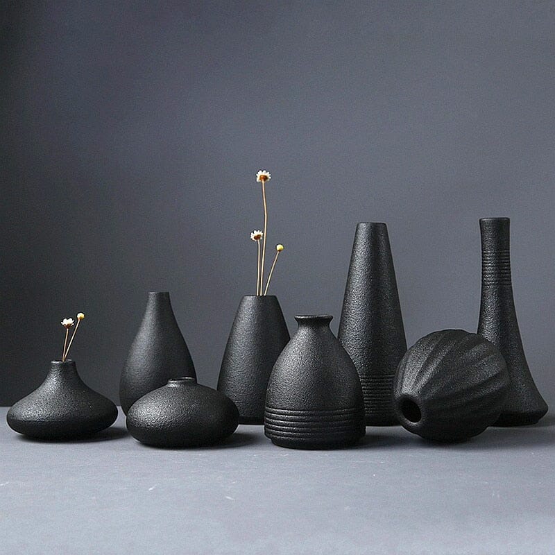 Black Minimalist Ceramic Japanese-Inspired Vase