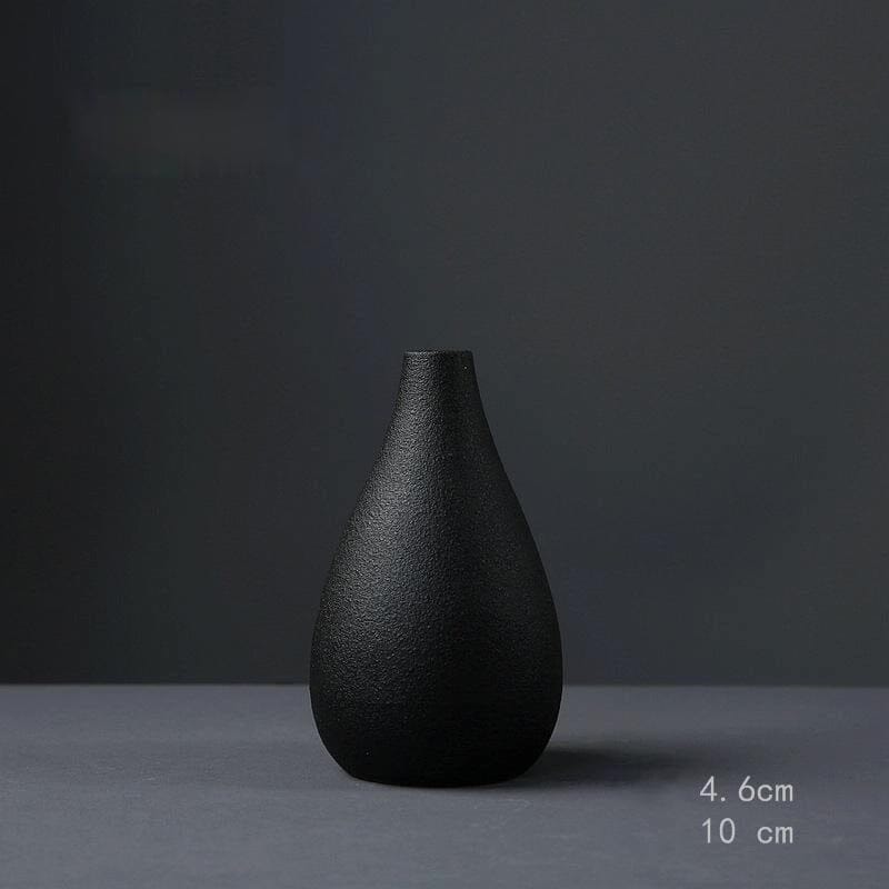 Black Minimalist Ceramic Japanese-Inspired Vase