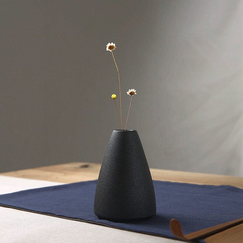 Black Minimalist Ceramic Japanese-Inspired Vase