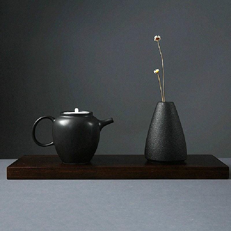 Black Minimalist Ceramic Japanese-Inspired Vase