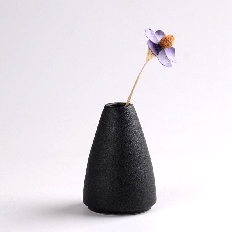 Black Minimalist Ceramic Japanese-Inspired Vase