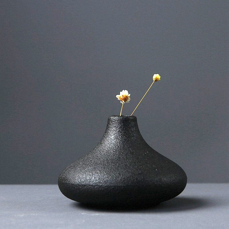 Black Minimalist Ceramic Japanese-Inspired Vase