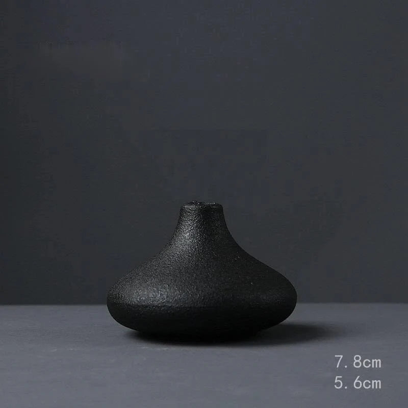 Black Minimalist Ceramic Japanese-Inspired Vase