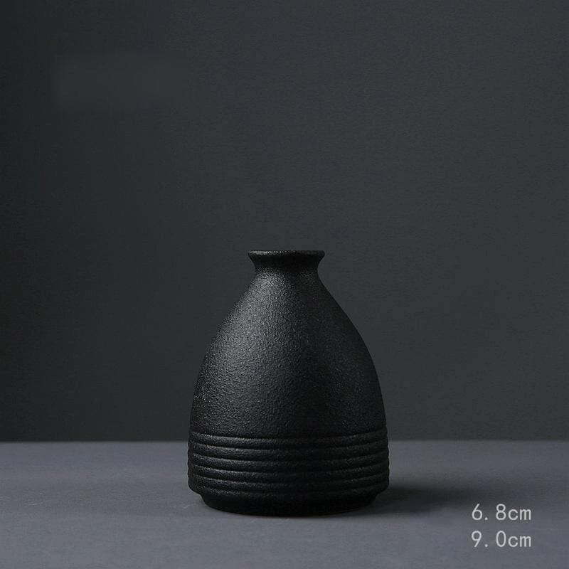 Black Minimalist Ceramic Japanese-Inspired Vase