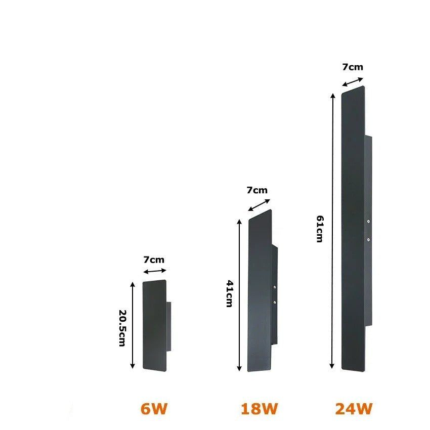 Black Long Outdoor Wall Light