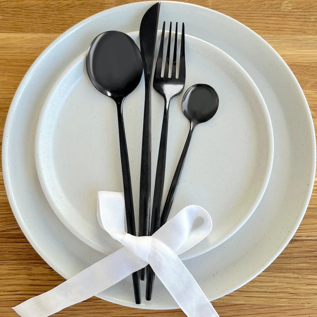 Black Modern Flatware 24pc Set - Lattea Global