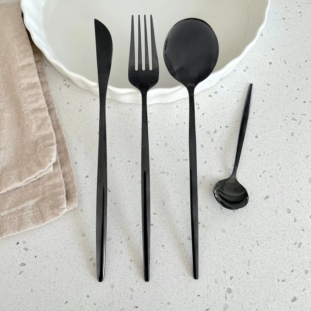 Black Modern Flatware Set – Bold & Elegant Dining