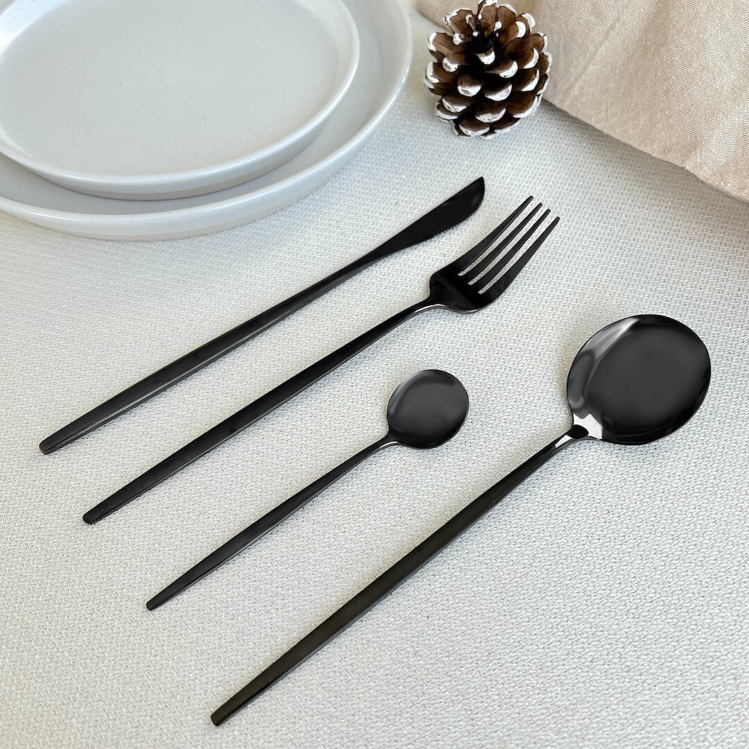 Black Modern Flatware Set – Bold & Elegant Dining