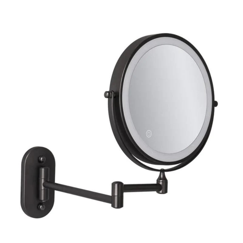 Black Rechargeable LED Mirror – Ideal for Makeup & Bathroom Use