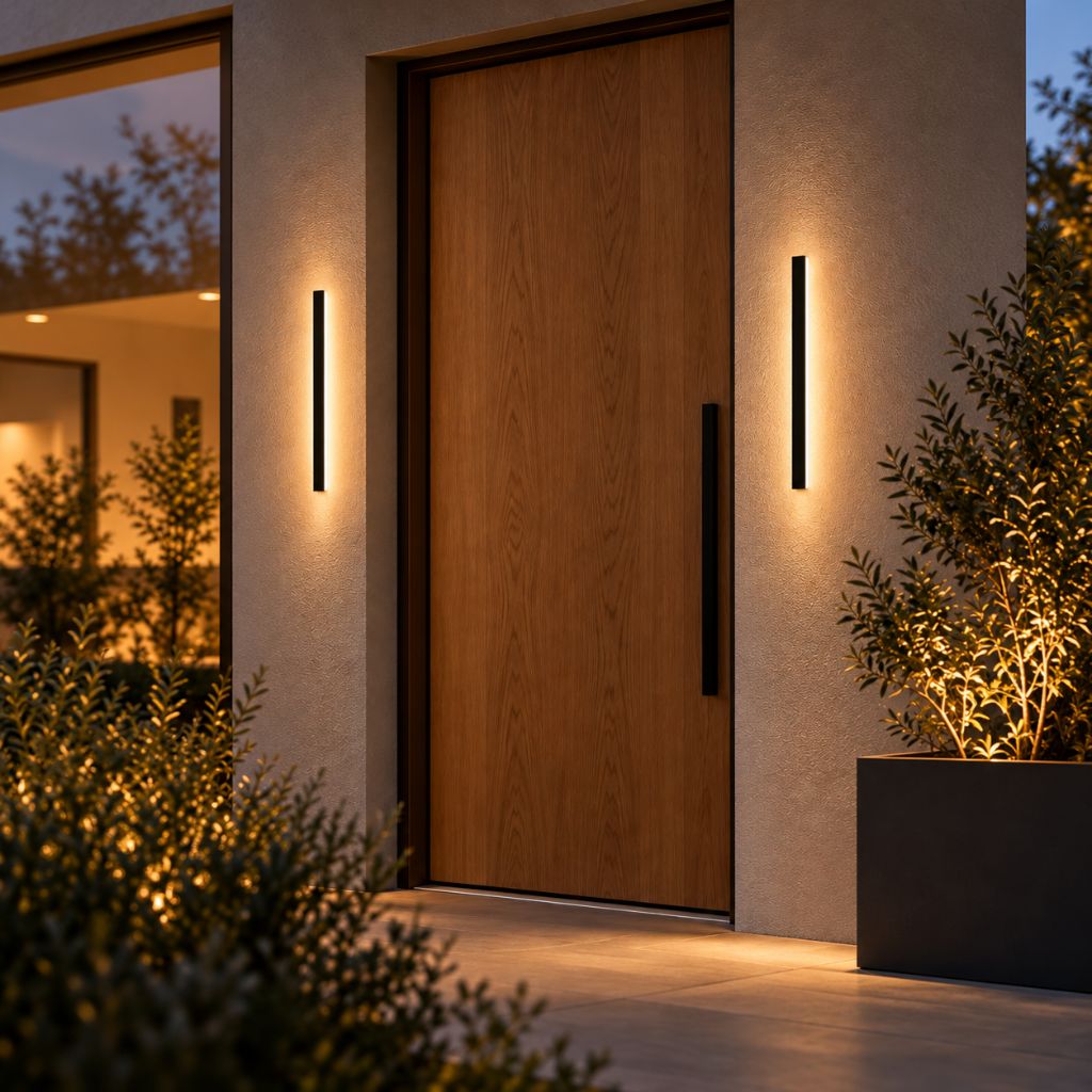 Black Slim Linear LED Outdoor Wall Light 12W IP65