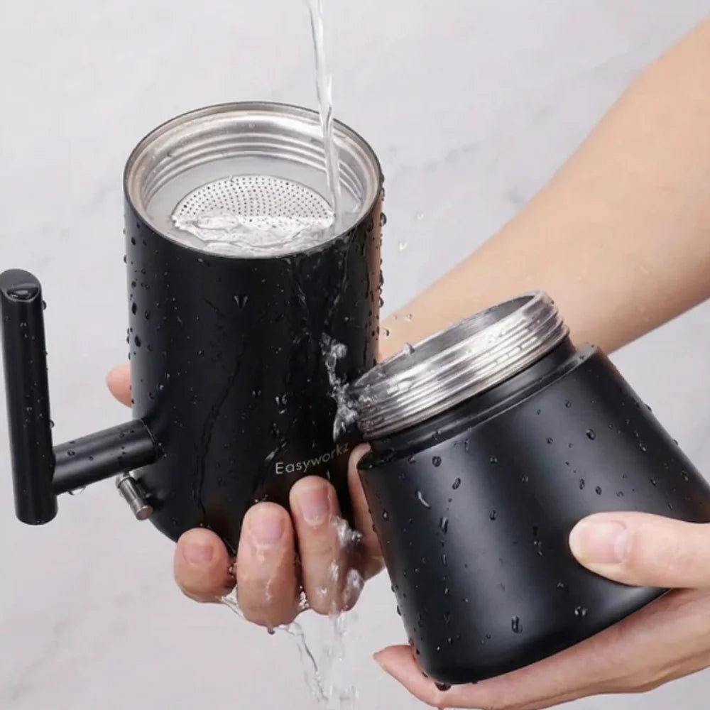 Black stovetop espresso maker stainless steel italian moka pot – view 7