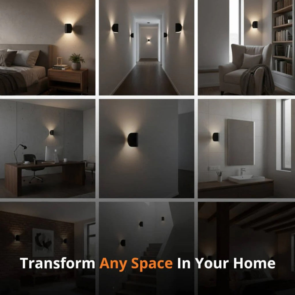 Black Up & Down Modern Wall Sconce Light