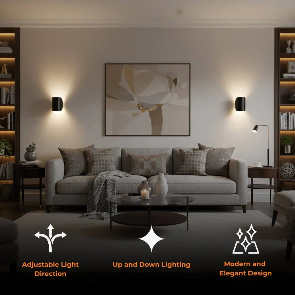 Black Up & Down Modern Wall Sconce Light