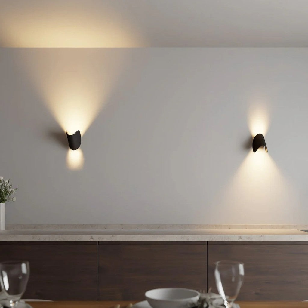 Black Up & Down Modern Wall Sconce Light